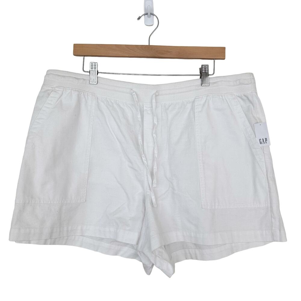 GAP White Women's Drawstring Linen-Blend Athletic Shorts